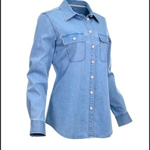 Ridgecut Women's Flex Denim Long-Sleeve Work Shirt- NWT